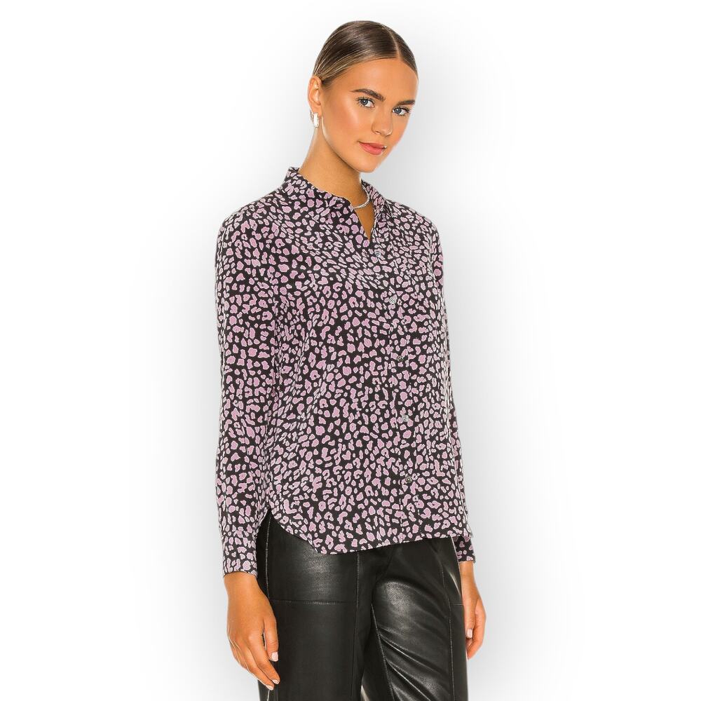 XL Equipment Femme Leema with Pocket 100% SILK Blouse AnimalPrint
